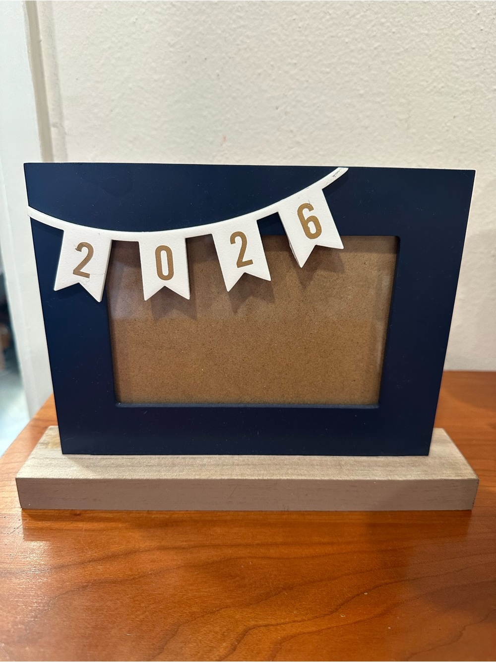Home Navy Photo Frame/ Picture Frame with White 2026 Banner 4x6 photo